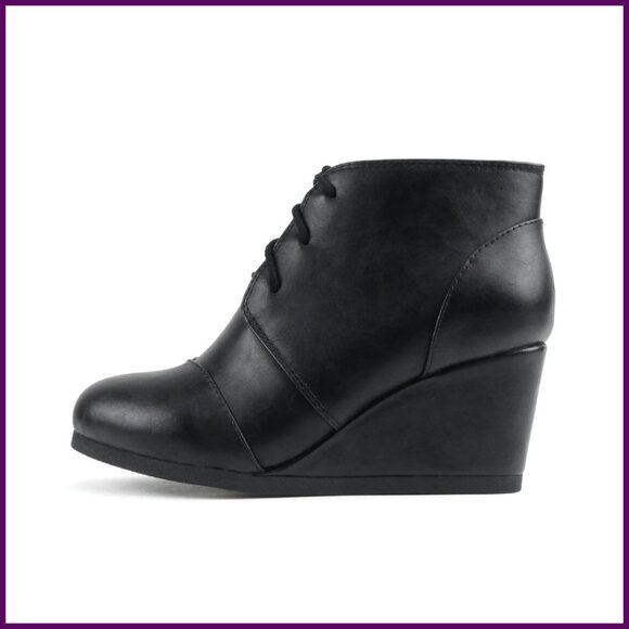 Women's Lace-Up Low Wedge Ankle Booties Imitation Suede 2.5